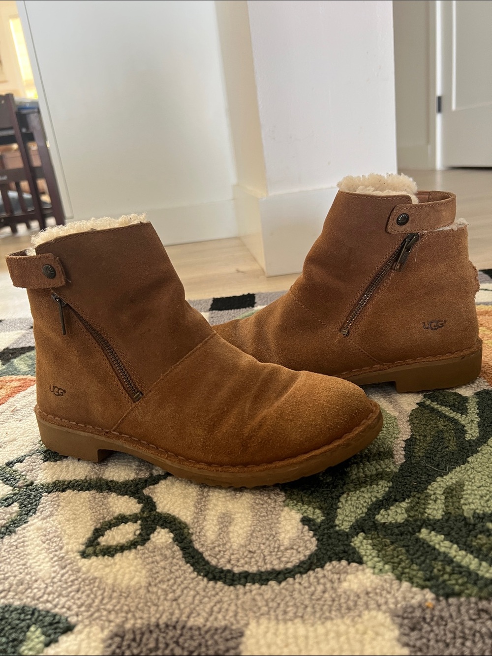 UGG Women’s Chestnut Brown Suede Zip Ankle Boots